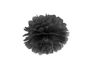 Pompony bibułowe - Pompon bibułowy, czarny / 25cm