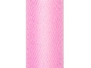 Tiule dekoracyjne 15 cm - Tiul gładki jasny różowy / 0,15x9m