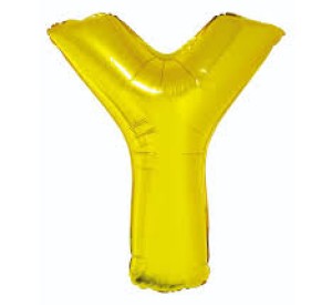 Balony foliowe litery 86 cm - Balon foliowy "Litera Y", złota, 85cm