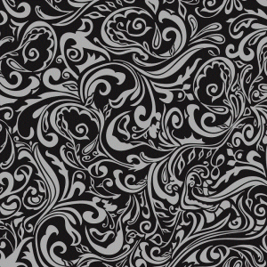 Serwetki flizelinowe ze wzorem - Serwetki flizelinowe wzorzyste "Lias", srebrno-czarne / 40x40
