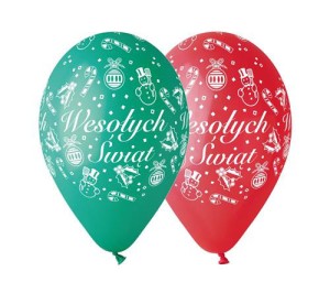 Balony lateksowe z napisami - Balony Premium "Wesołych Świąt", czerwone i zielone