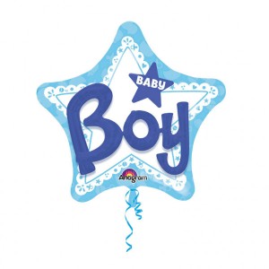 Balony foliowe kształty z napisami - Balon na Narodziny dziecka foliowy Gwiazda "Baby Boy" / 81x81 cm