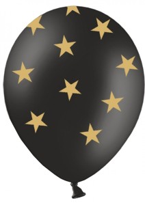 Balony lateksowe w gwiazdki - Balony lateksowe czarne w zote Gwiazdki / SB14P-257-010/6