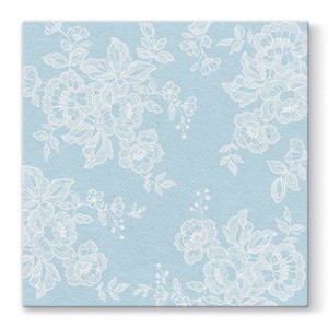 Serwetki flizelinowe ze wzorem - Serwetki flizelinowe wzorzyste "Soft Lace", błękitne /  40x40