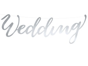 Girlandy napisy - Girlanda srebrna "Wedding" / GRL38-018