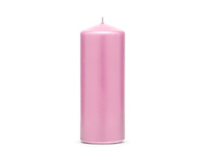 Świeczki walce - Różowa świeca walec, matowa / 15x6 cm