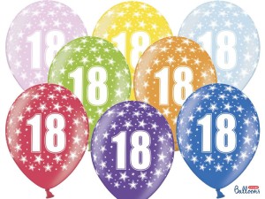 Balony lateksowe cyfry i liczby - Balony na 18 urodziny, mix kolorów / SB14M-018-000-6