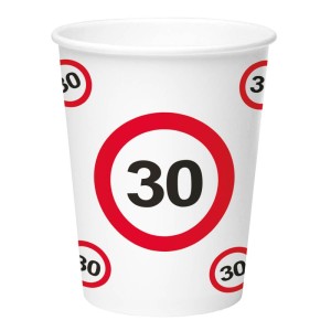 Kubeczki papierowe z cyframi i liczbami - Kubeczki urodzinowe na "30" urodziny / 350 ml
