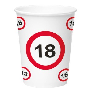 Kubeczki papierowe z cyframi i liczbami - Kubeczki urodzinowe na "18" urodziny / 350 ml