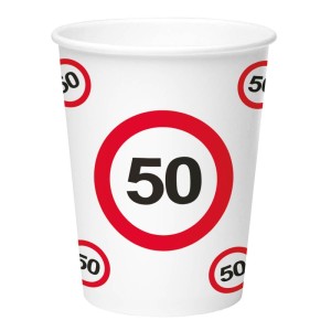 Kubeczki papierowe z cyframi i liczbami - Kubeczki urodzinowe na "50" urodziny / 350 ml