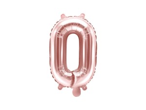 Balony foliowe litery 35 cm - Balon foliowy 14" metalizowany litera "O", różowe złoto / 35 cm