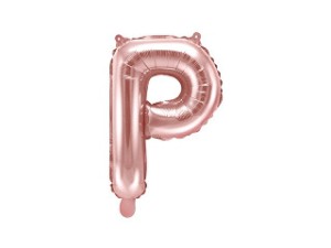 Balony foliowe litery 35 cm - Balon foliowy 14" metalizowany litera "P", różowe złoto / 35 cm