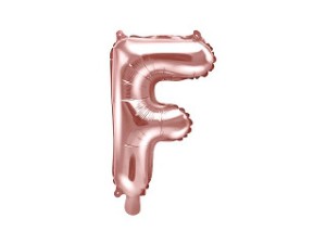 Balony foliowe litery 35 cm - Balon foliowy 14" metalizowany litera "F", różowe złoto / 35 cm