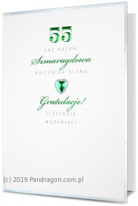 Kartki na Rocznicę Ślubu - Kartka na rocznicę ślubu z okazji "55 Rocznicy Ślubu" / HM100-796
