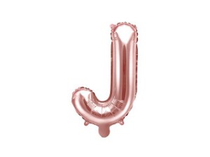 Balony foliowe litery 35 cm - Balon foliowy 14" metalizowany litera "J", różowe złoto / 35 cm