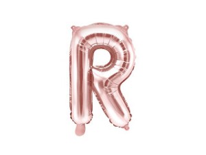 Balony foliowe litery 35 cm - Balon foliowy 14" metalizowany litera "R", różowe złoto / 35 cm
