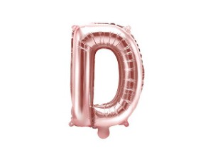 Balony foliowe litery 35 cm - Balon foliowy 14" metalizowany litera "D", różowe złoto / 35 cm