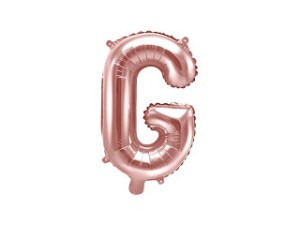 Balony foliowe litery 35 cm - Balon foliowy 14" metalizowany litera "G", różowe złoto / 35 cm