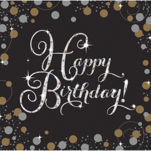 Serwetki bibułowe z nadrukiem - Serwetki papierowe "Happy Birthday" Sparkling Celebration / 33x33cm