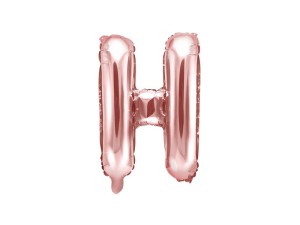 Balony foliowe litery 35 cm - Balon foliowy 14" metalizowany litera "H", różowe złoto / 35 cm