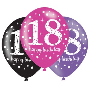 Balony lateksowe cyfry i liczby - Balony na 18 urodziny, mix różowy  / 27,5 cm
