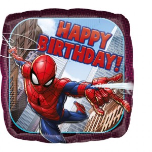 Balony foliowe z bohaterami bajek - Balon foliowy "Spiderman - Happy Birthday" / 43 cm