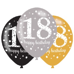 Balony lateksowe cyfry i liczby - Balony na 18 urodziny, mix złoty / 27,5 cm