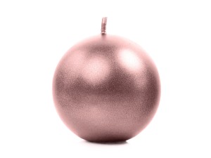 Świeczki kule - Świeca metalizowana Kula, różowe złoto / 6 cm