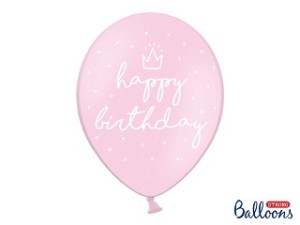 Balony lateksowe z napisami - Balony urodzinowe z napisem "Happy Birthday" / SB14P-244-081J-6