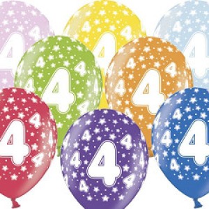 Balony lateksowe na 4 urodziny - z cyframi i napisami