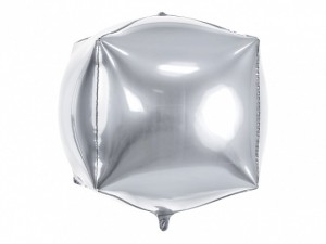 Balony foliowe Cube - Balon foliowy "Sześcian", srebrny / 35x35x35 cm