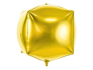 Balony foliowe Cube - Balon foliowy "Sześcian", złoty / 35x35x35 cm