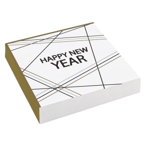 Serwetki bibułowe z nadrukiem - Serwetki bibułowe Elegant Wishes "Happy New Year" / 33x33 cm