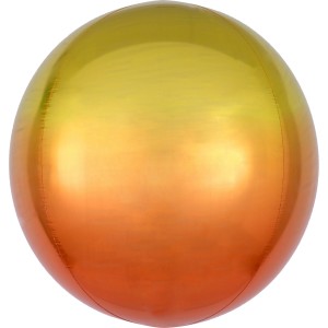 Balony foliowe kule Orbz - Balon foliowy Orbz - Kula ombre, złoto-pomarańczowa / 38x40 cm