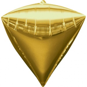 Balony foliowe Diamenty - Balon foliowy złoty Diament(niezapakowany) / 38x43 cm