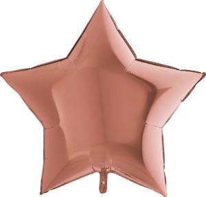 Balony foliowe Gwiazdki - Balon foliowy 36" Gwiazda metalizowane Różowe Złoto