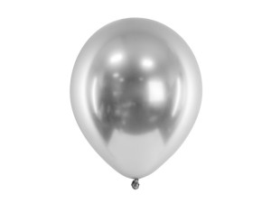 Balony lateksowe Chrom - Balony lateksowe Glossy PD, srebrne / 27 cm