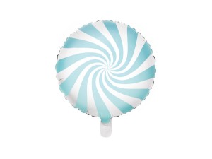 Balony foliowe Okrągłe - Balon foliowy pastelowy 18 "Cukierek", biało-niebieski