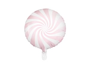Balony foliowe Okrągłe - Balon foliowy pastelowy 18 "Cukierek", biało-różowy