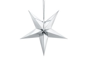 Gwiazdy wiszące - Srebrna gwiazda świąteczna / 30 cm