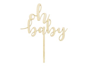 Toppery z napisami - Topper drewniany "Oh Baby" / 17 cm
