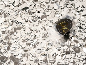 Konfetti wystrzałowe kółka - Konfetti srebrne Push Pop