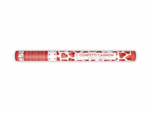 Konfetti wystrzałowe serduszka - Wystrzałowa tuba konfetti - metalizowane, czerwone serca / 60 cm