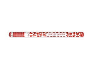 Konfetti wystrzałowe serduszka - Wystrzałowa tuba konfetti - metalizowane, czerwone serca / 80 cm