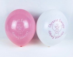 Balony na Chrzest Święty - Balony z nadrukiem "Chrzest Święty", biało-różowe