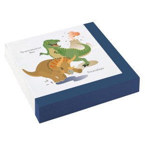 Serwetki bibułowe z nadrukiem - Serwetki Dinozaury / 33x33 cm