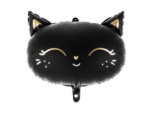 Balony foliowe zwierzątka - Balon foliowy czarny Kotek / 48x36 cm