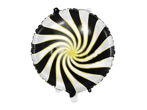 Balony foliowe Okrągłe - Balon foliowy Cukierek, czarny / 35 cm