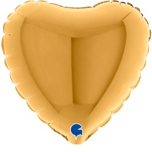 Balony foliowe mini kształty 4" - Balon foliowy mini "Serce" złote