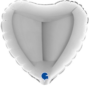 Balony foliowe mini kształty 4" - Balon foliowy mini "Serce" srebrne
